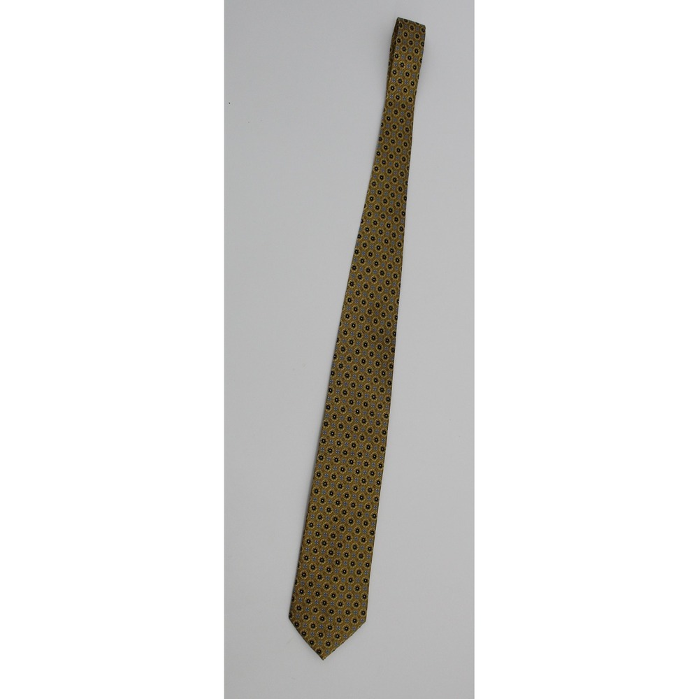 Jos. A. Bank Executive Collection Gold Blue Medallion 100% Silk Tie Long Mens
